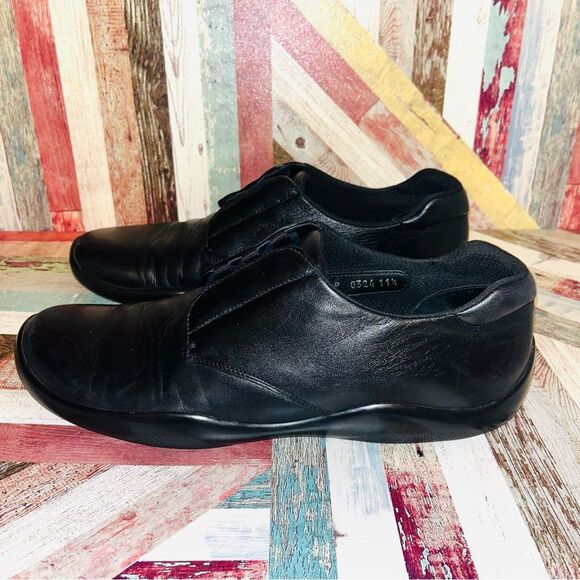 Prada Men’s Black Leather Lace Up Loafer Shoes EUC Made in Italy Y2K SZE 11.5 - Picture 7 of 16
